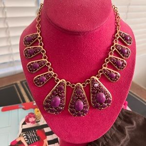 Kate spade, never worn purple statement necklace with original duster bag